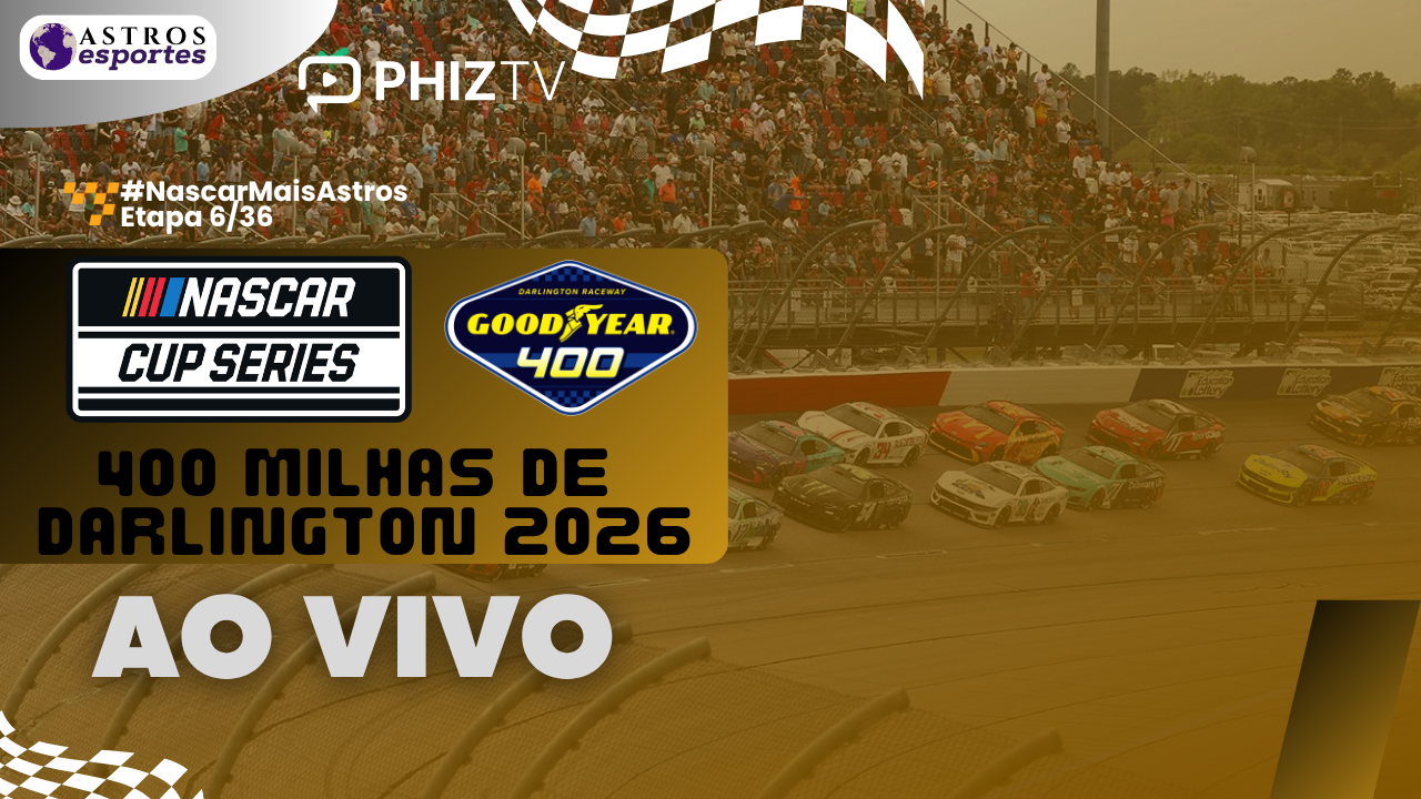 NASCAR CUP SERIES 2026 | DARLINGTON 400 | AO VIVO E COM IMAGENS NA ASTROS ESPORTES